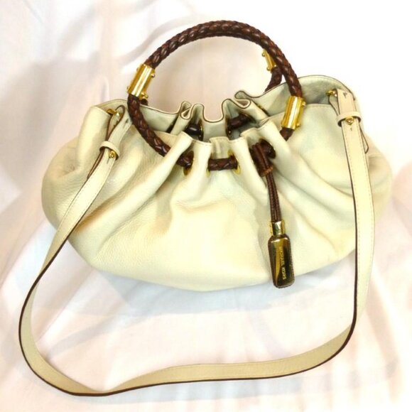 MICHAEL KORS Skorpios Handbag Purse Pebbled Leather Braided Leather Handles-New! - Picture 3 of 12